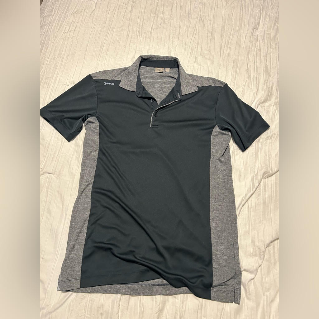 Ping Mens Short Sleeve Polo  Black And Gray